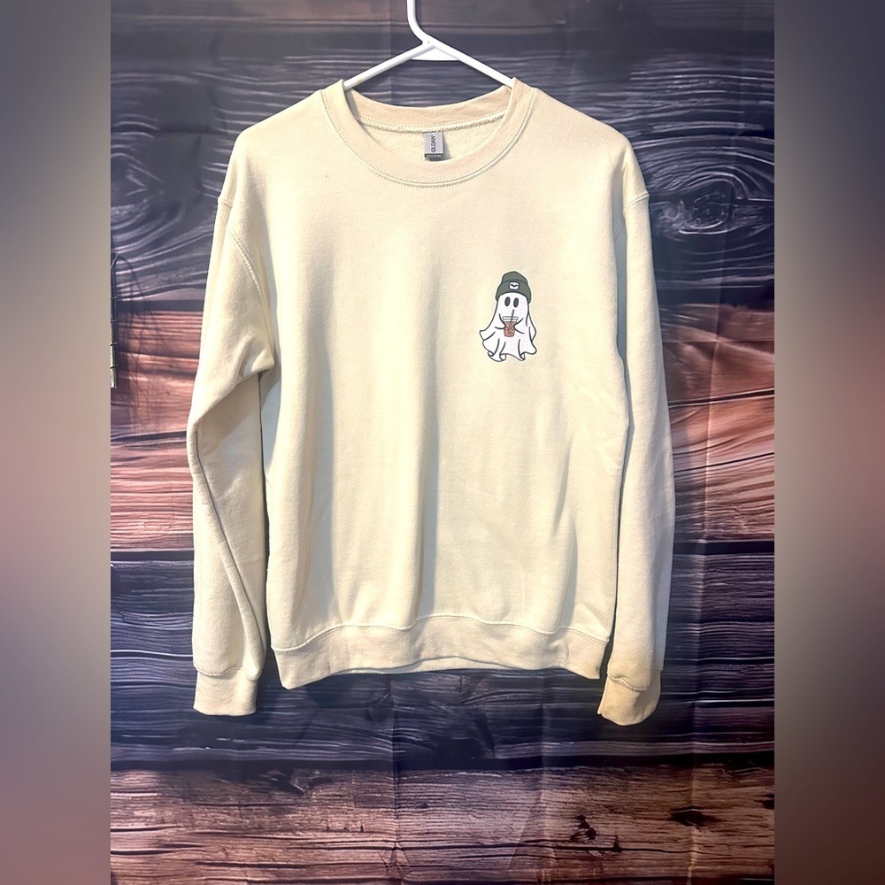 Cream Ghost Print Sweater